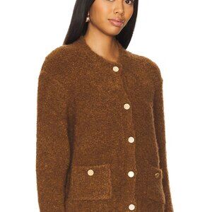 Frame patch pocket cardigan - Camel Brown w Brass Buttons